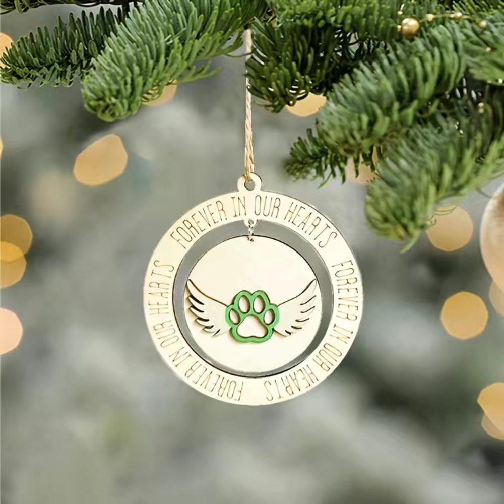 Round Angel Pet Paw Christmas Ornament - Picture 2 of 5